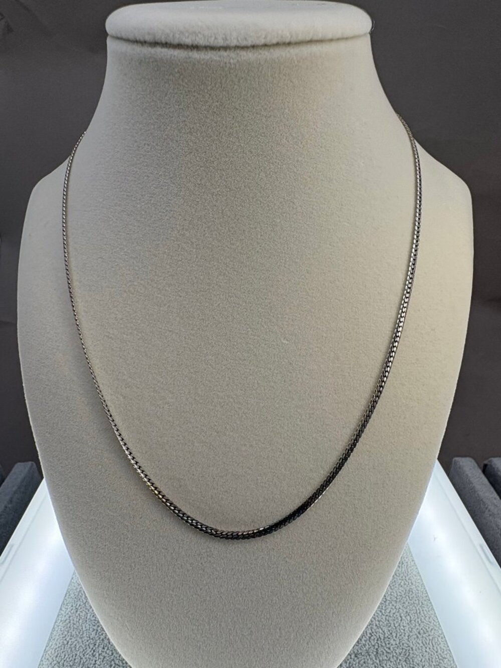 Solid 925 Sterling Silver Foxtail Franco Chain Necklace - 18" 2mm 6.45g